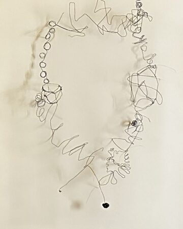 Necklace 3 made from wire sketches about freedom. Exhibited in Calheta Palads “Madrugada - Jewellery and
the politics of hope.